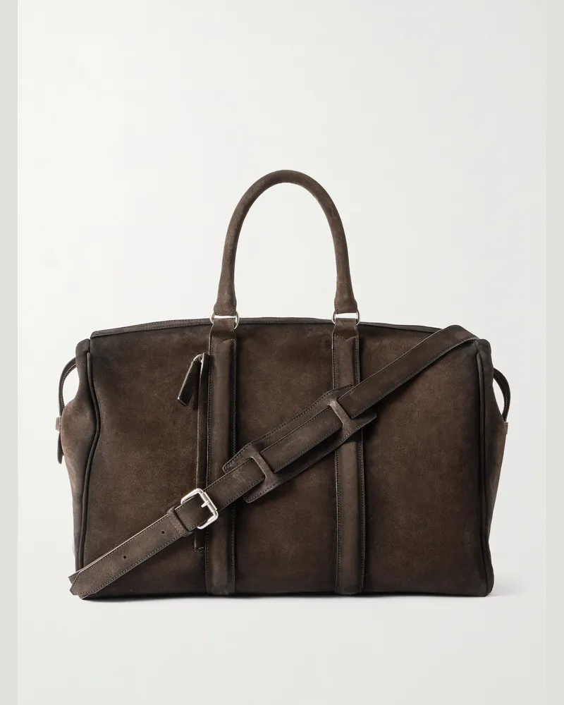 Officine Creative Italia Quentin 009 Airbrushed Suede Weekend Bag Brown