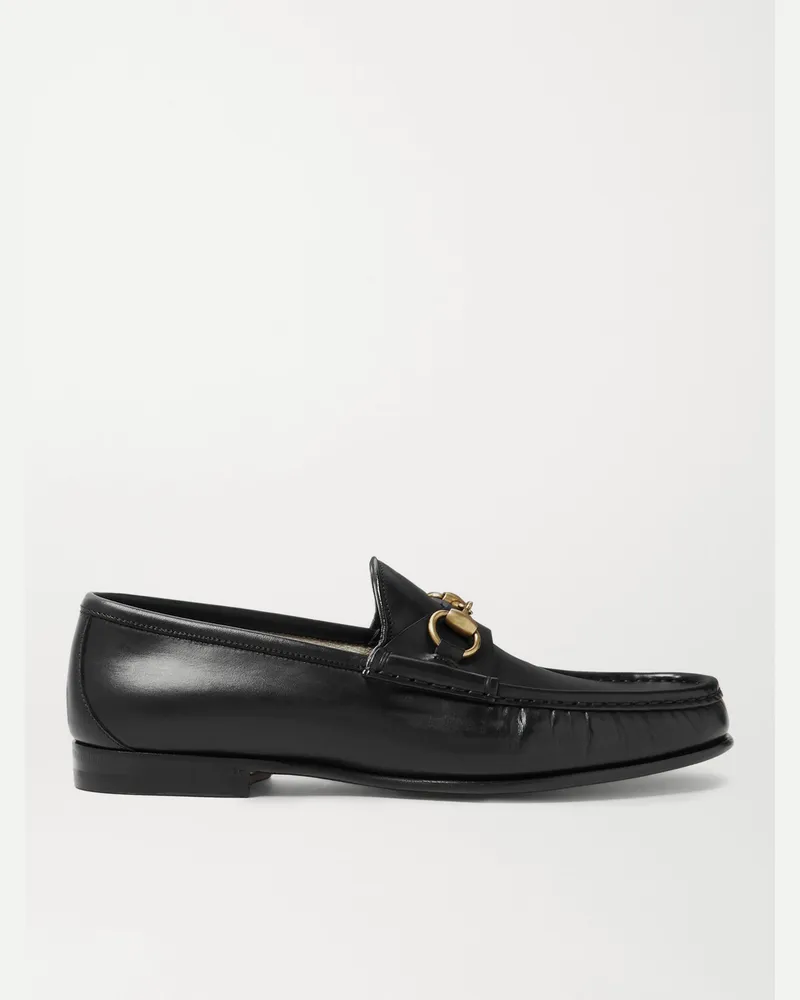 Gucci Roos Horsebit Leather Loafers Black
