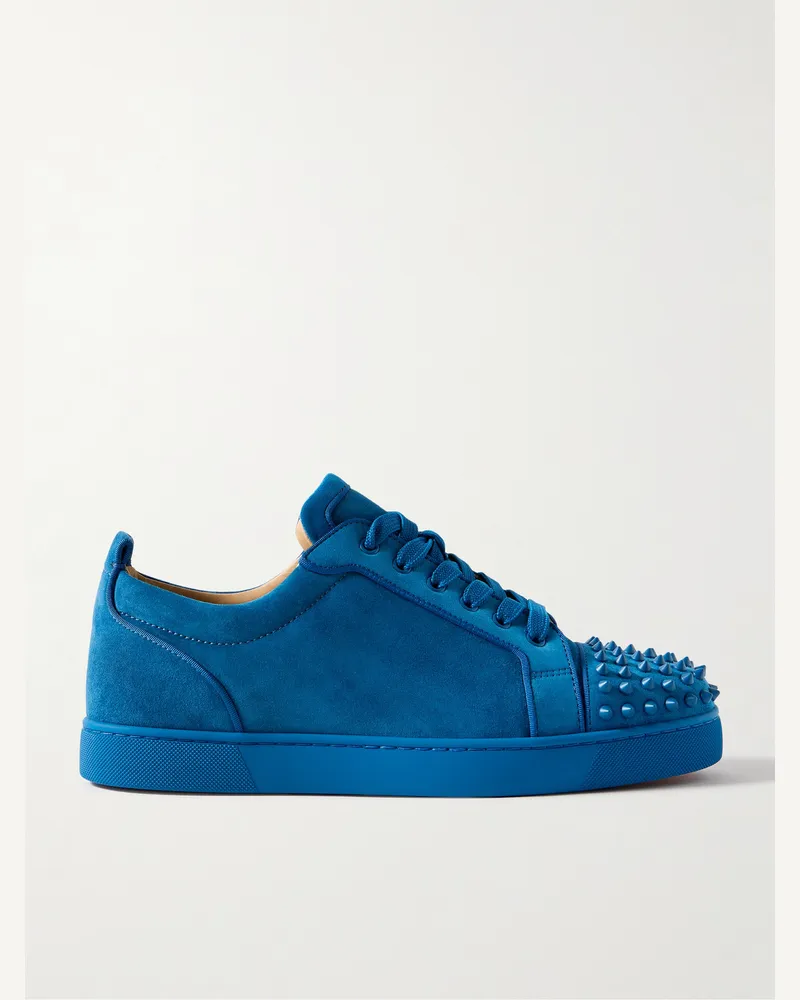 Christian Louboutin Louis Junior Sneakers aus Leder mit Querkappe und Stachelnieten Blau