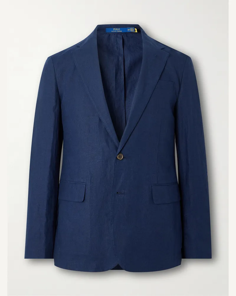Ralph Lauren Schmal geschnittenes Sakko aus Leinen Blau