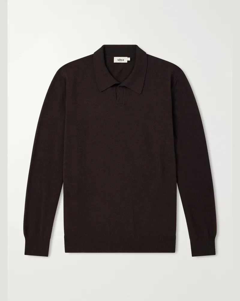 Altea Virgin Wool Polo Sweater Brown
