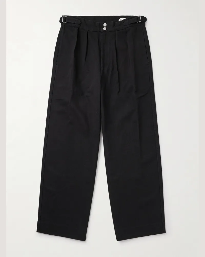 BODE Wide-Leg Cotton-Twill Trousers Black