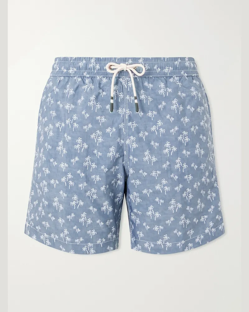 Hartford Straight-Leg Printed Swim Shorts Blue