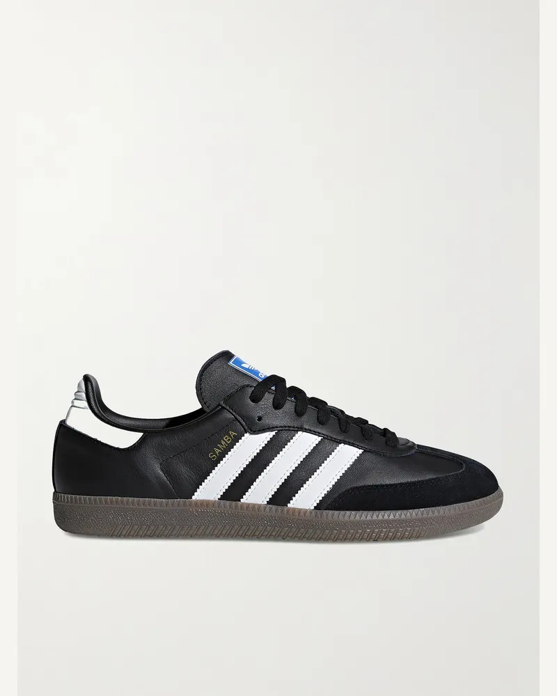 adidas Samba OG Sneakers aus Leder mit Velourslederbesätzen Schwarz