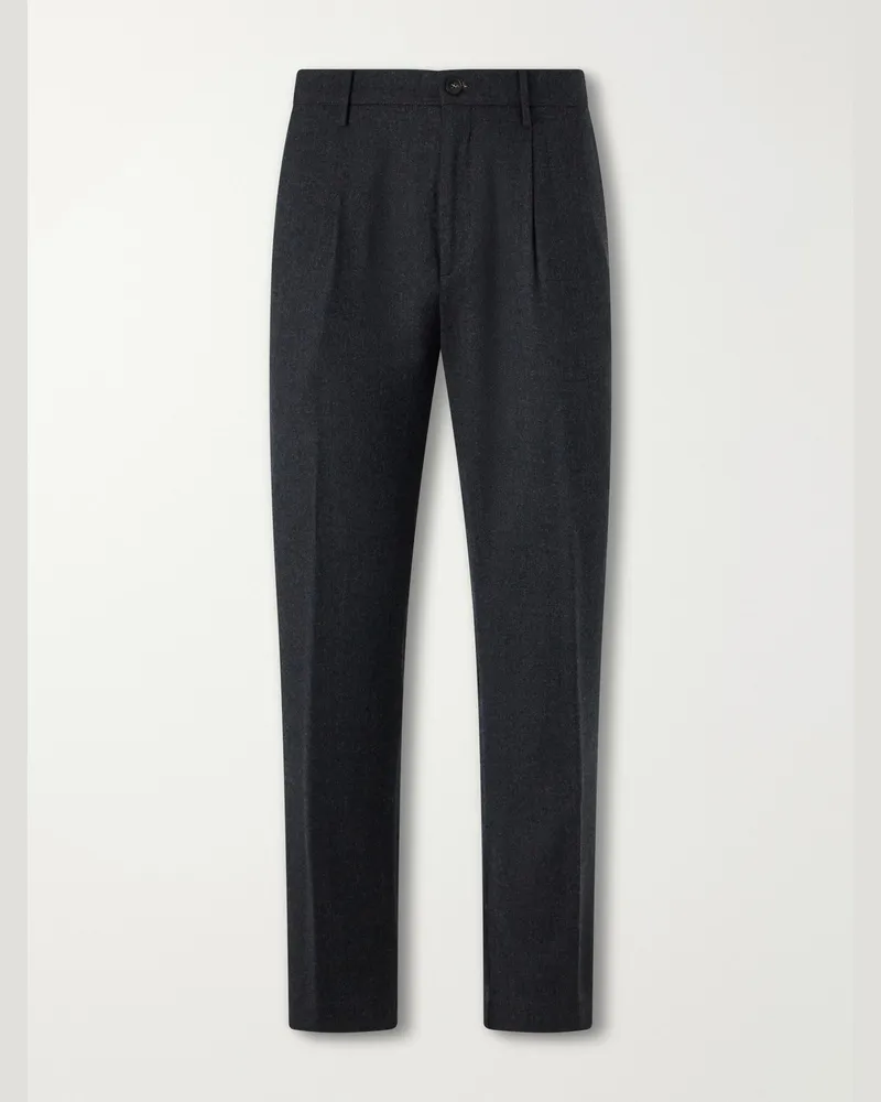 Canali Straight-Leg Wool-Flannel Trousers Blue