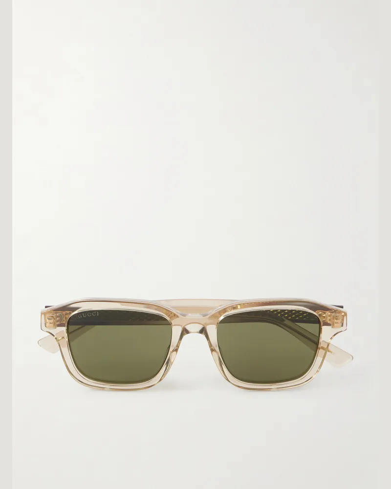 Gucci The Wirecore Square-Frame Acetate Sunglasses Neutrals