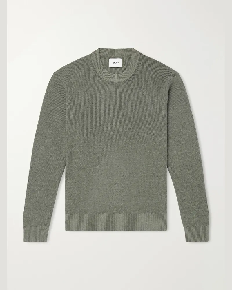 NN 07 Hope Rib Crew 60060 Organic Cotton and Cashmere-Blend Sweater Green