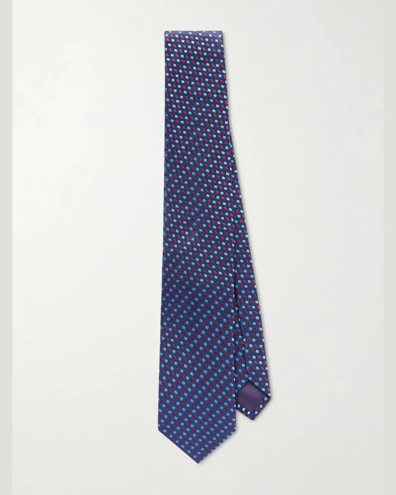 Charvet 8.5cm Silk-Jacquard Tie Blue
