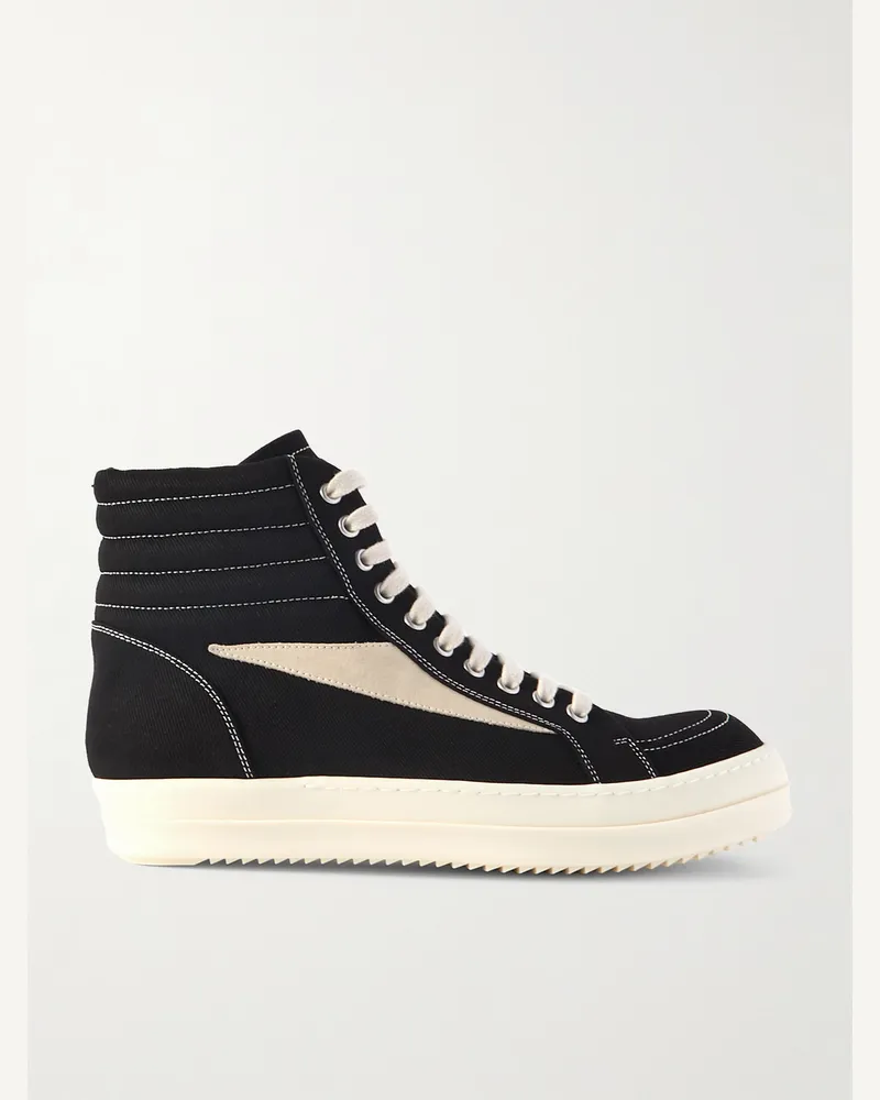 DRKSHDW by Rick Owens DRKSHDW Vintage High-Top-Sneakers aus Denim mit Velourslederbesatz Schwarz