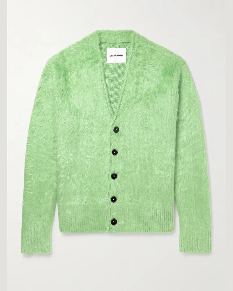 Jil Sander Brushed-Silk Cardigan Green