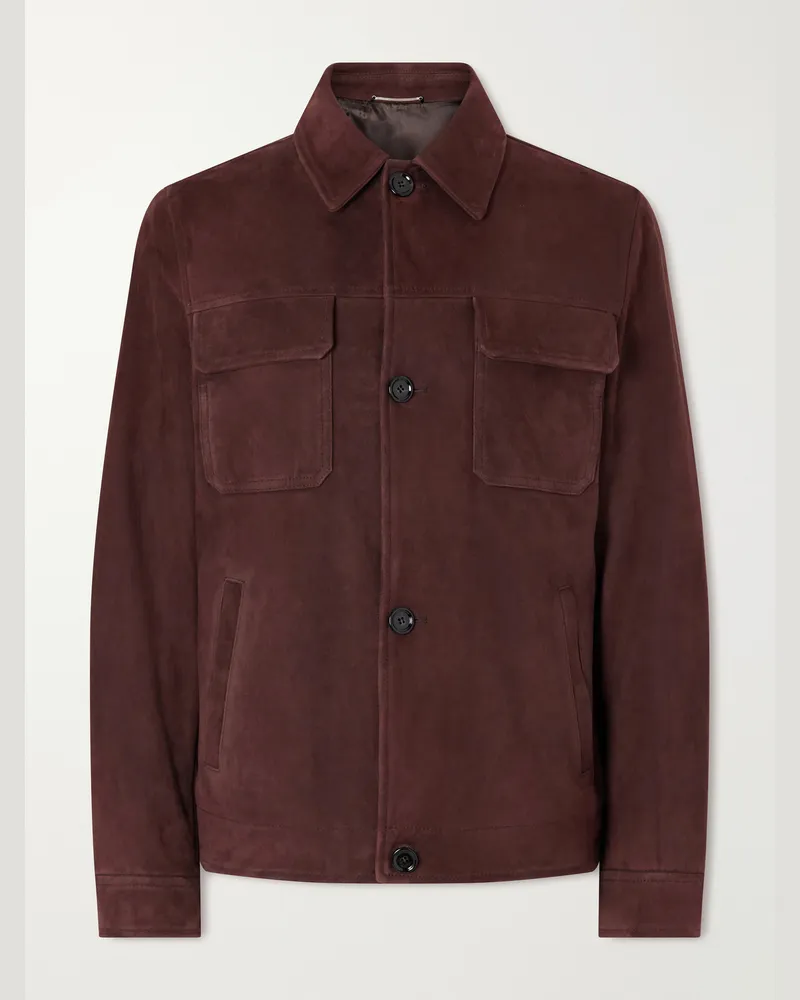 LARDINI Suede Jacket Brown