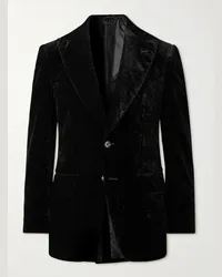 Tom Ford Atticus Smokingjacke aus Metallic-Samt Schwarz