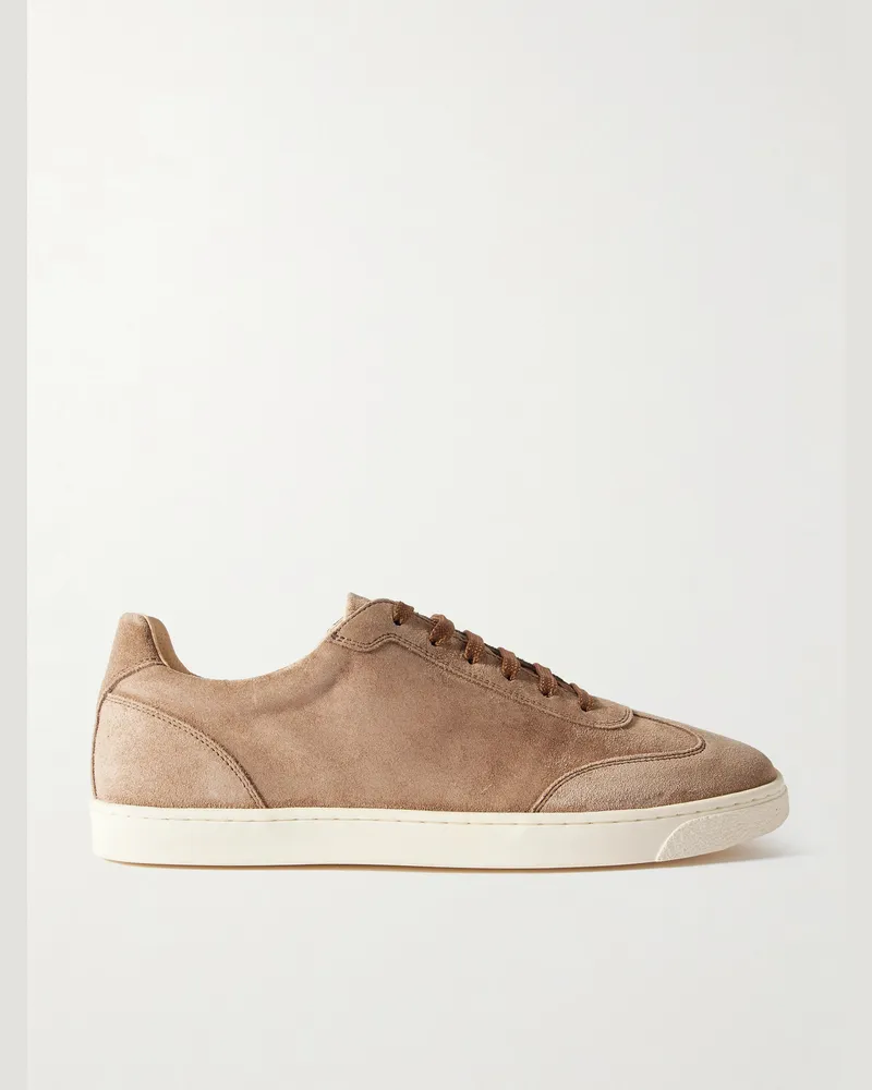 Brunello Cucinelli Coda di Rondine Sneakers aus Veloursleder Braun