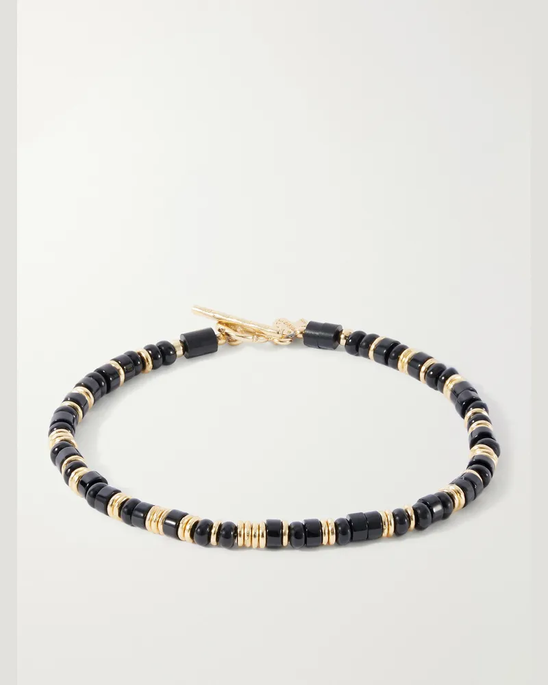 Peyote Bird Onyx Fire Gold-Plated Black Jet And Onyx Bracelet Black