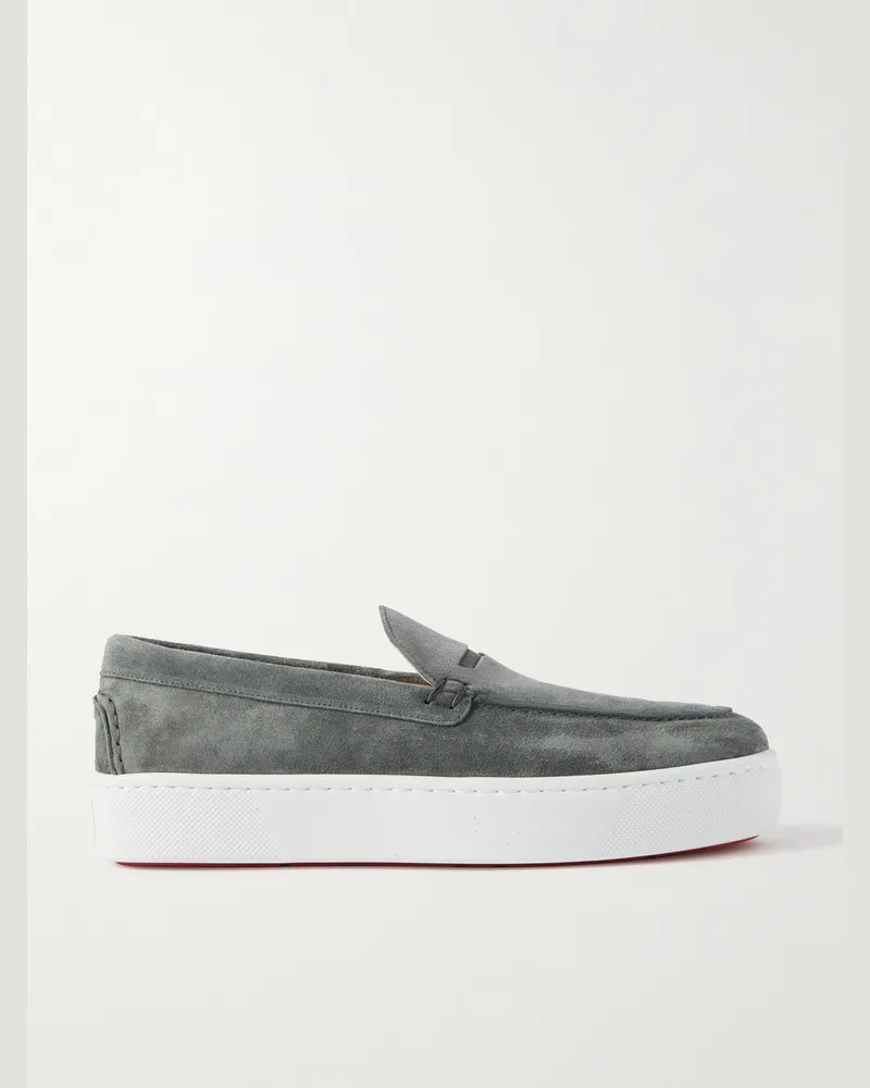 Christian Louboutin Paqueboat Pennyloafers aus Veloursleder Grau