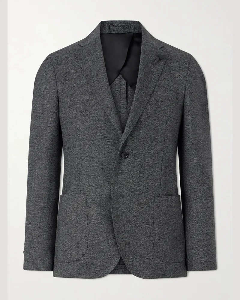 LARDINI Double-Breasted Wool Blazer Gray