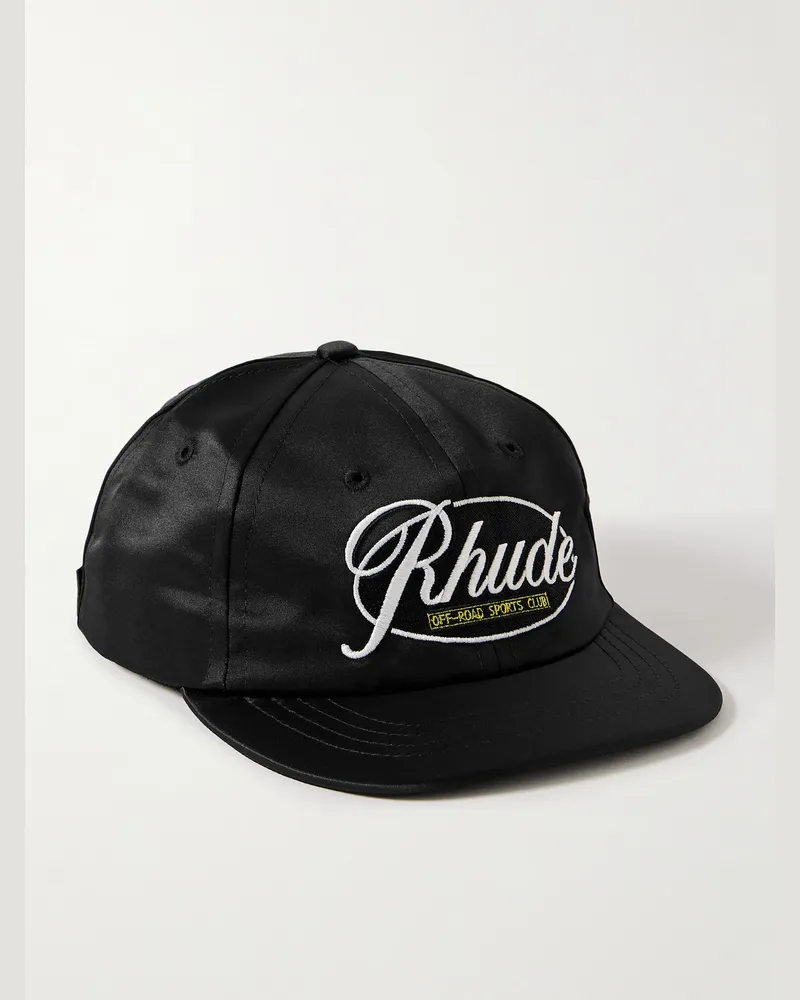 RHUDE Baseballkappe aus glänzendem Twill mit Logoapplikation Schwarz