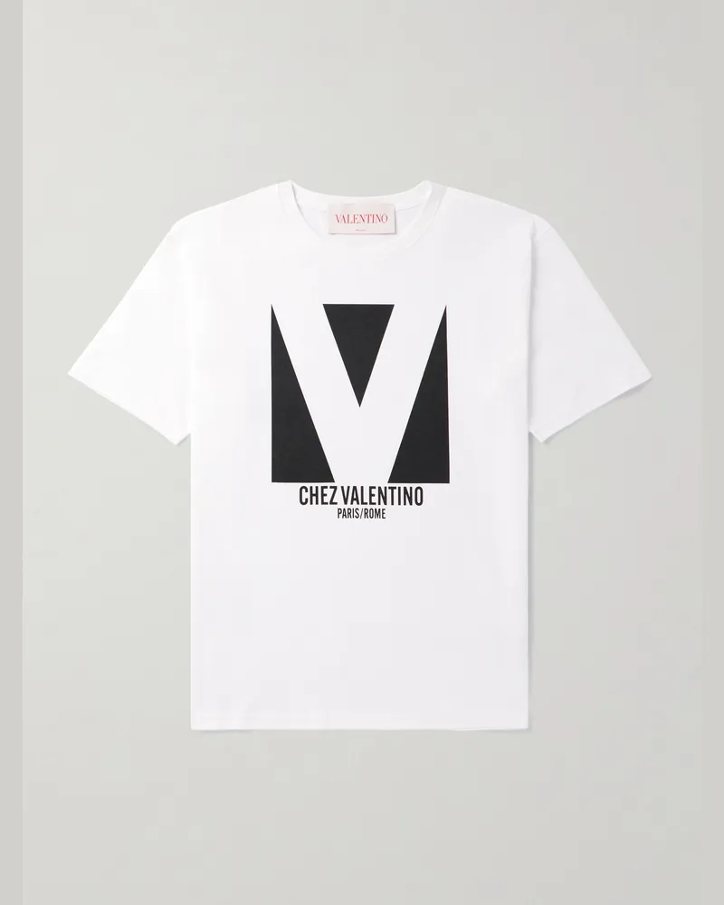 Valentino Garavani T-Shirt aus Baumwoll-Jersey mit Logoprint Weiß