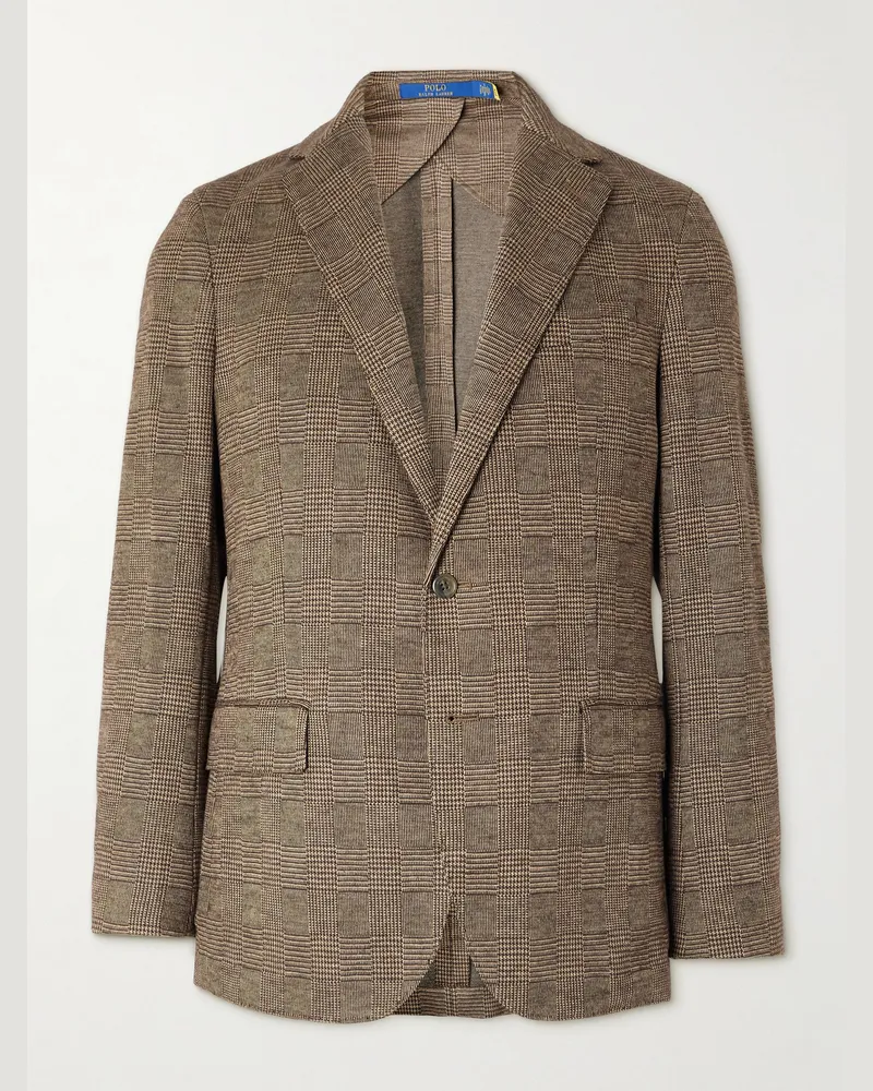 Ralph Lauren Sakko aus Webstoff mit Glencheck-Muster Braun