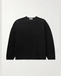 Fear of God Pullover aus Schurwolle in Rippstrick mit Logoapplikation Schwarz