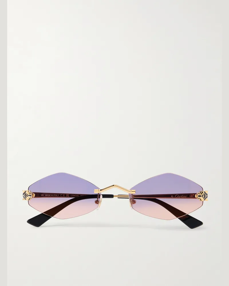Cartier Panthère de Cartier rahmenlose sechseckige Sonnenbrille mit goldfarbenen Details Gold
