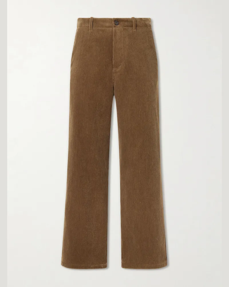 Jil Sander Wide-Leg Cotton-Corduroy Trousers Brown