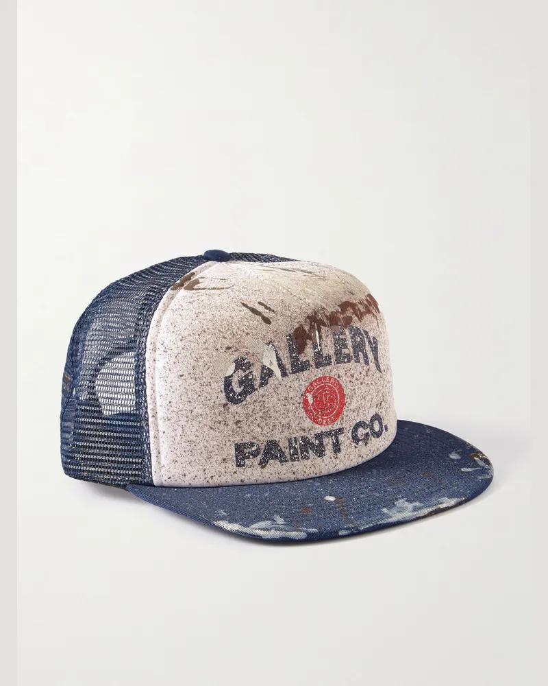 GALLERY DEPT. Alex Baseballkappe aus Canvas und Mesh mit Logoprint und Farbklecksen Blau