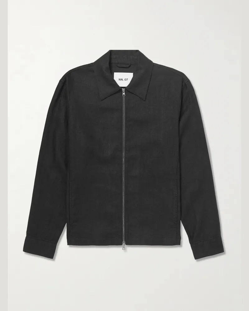 NN 07 Alban 1454 Linen Blouson Jacket Black