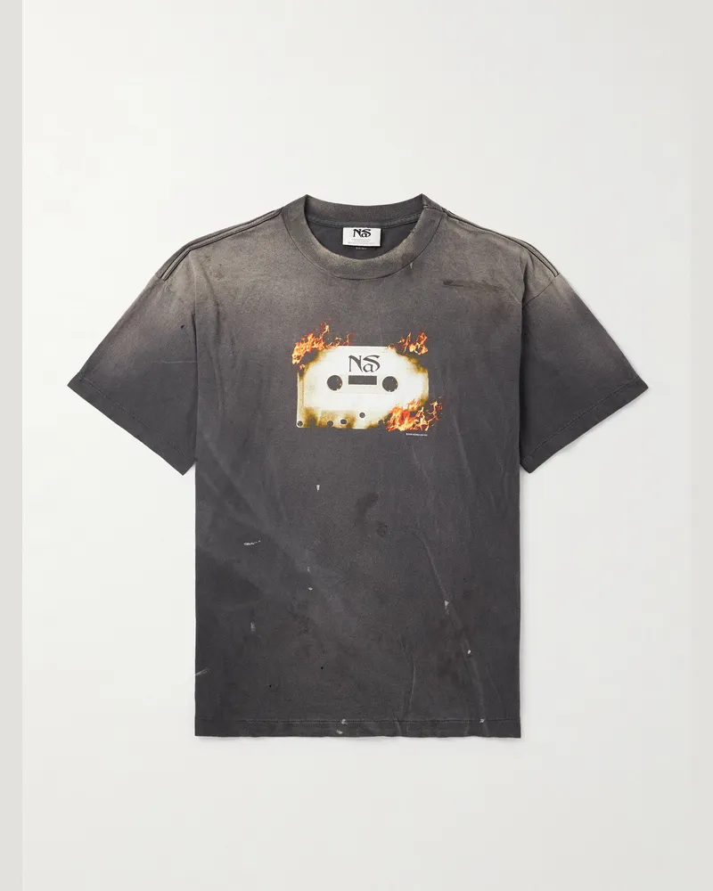 SAINT MXXXXXX Nas Printed Cotton-Jersey T-Shirt Black