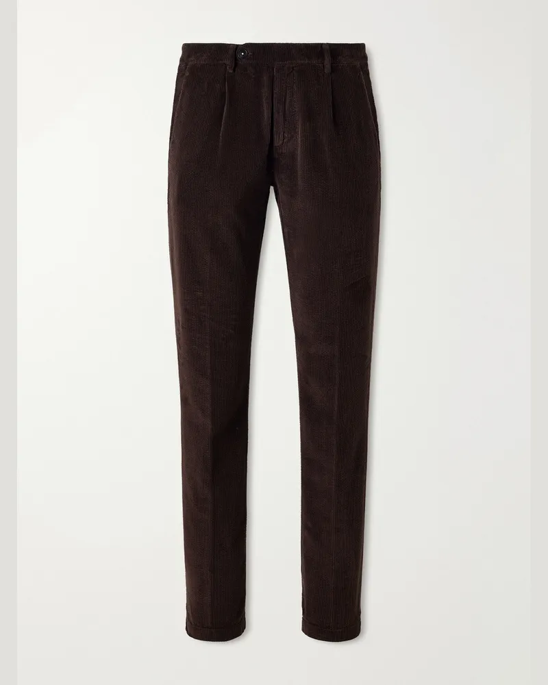 Massimo Alba Ionio2 Straight-Leg Cotton-Corduroy Trousers Brown