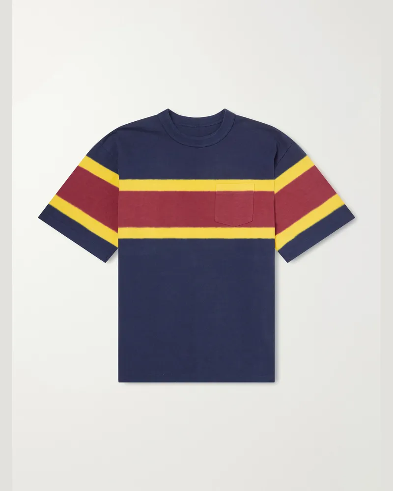 Sacai Chusen-Dyed Cotton-Jersey T-Shirt Blue