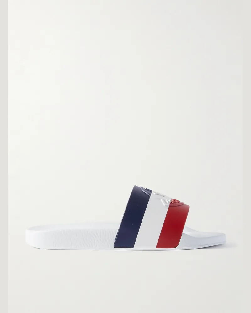 Moncler Basile Pantoletten aus Gummi mit Logoprägung und Streifen Weiß