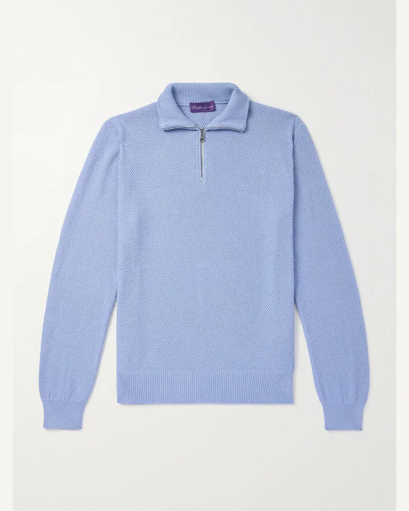 Ralph Lauren Troyer aus einer Maulbeerseiden-Baumwollmischung Blau