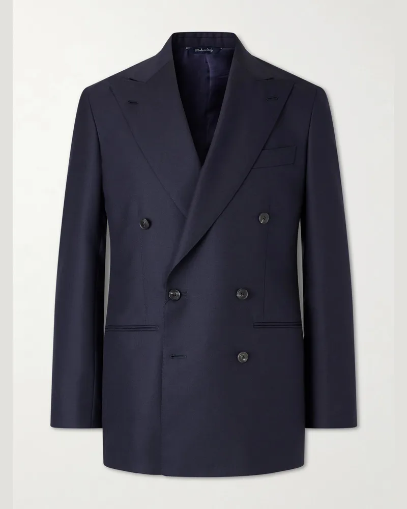 SAMAN AMEL Doppelreihiges Sakko aus Wolle Blau