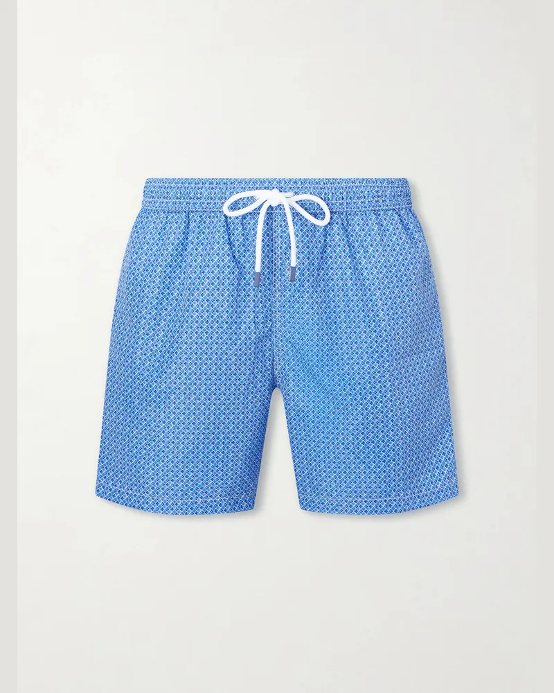Fedeli Madeira Printed Straight-Leg Swim Shorts Blue