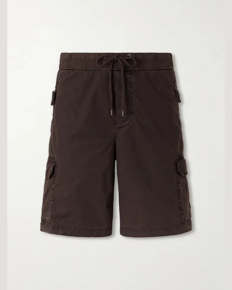 James Perse Straight-Leg Stretch Cotton-Poplin Shorts Brown