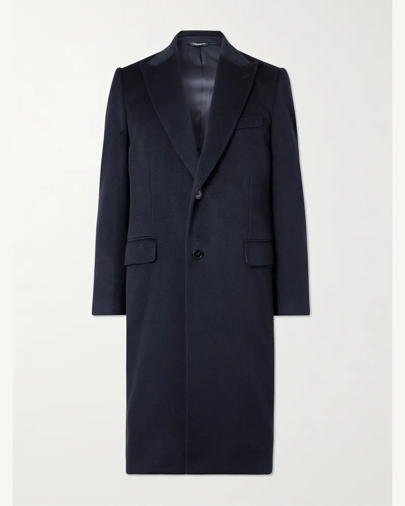 Dolce & Gabbana Mantel aus gebürstetem Kaschmir Blau
