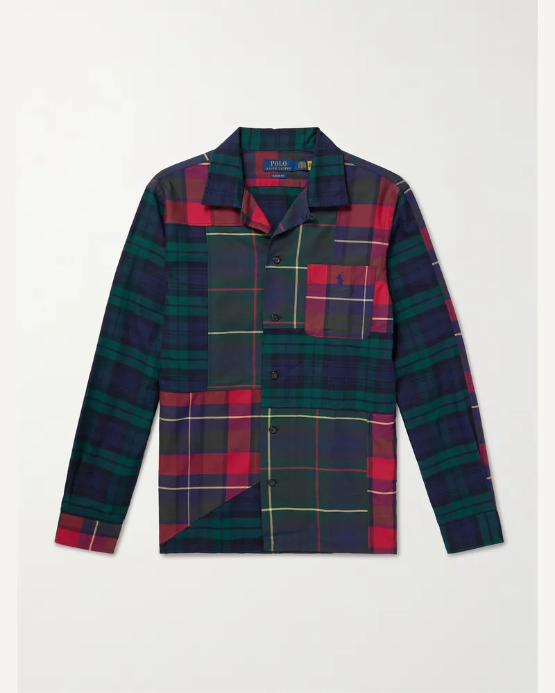 Ralph Lauren Patchwork-Hemd aus kariertem Baumwollflanell Grün