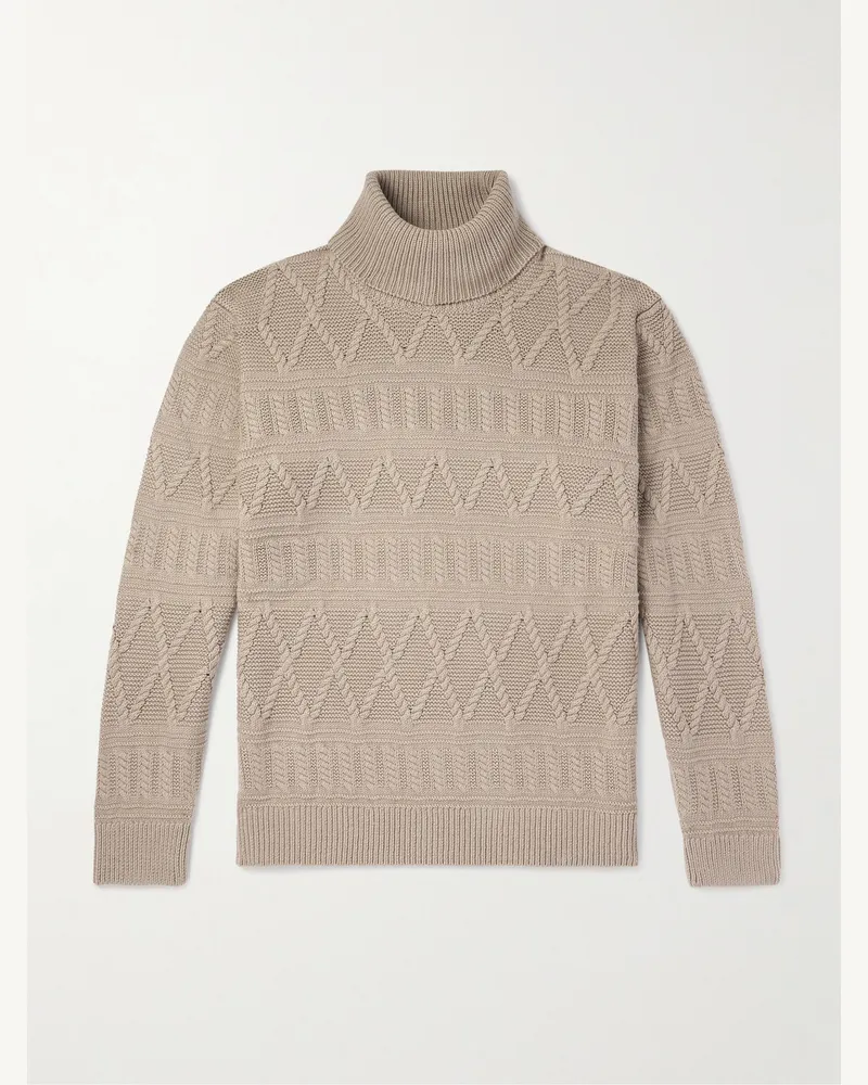 Ermenegildo Zegna Rollkragenpullover aus Jacquard-Strick aus Wolle Neutral