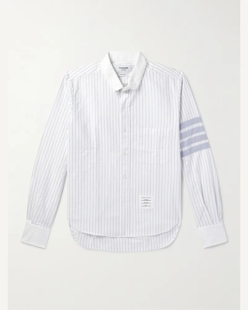 Thom Browne Gestreiftes Hemd aus Baumwolle mit Penny-Kragen Blau