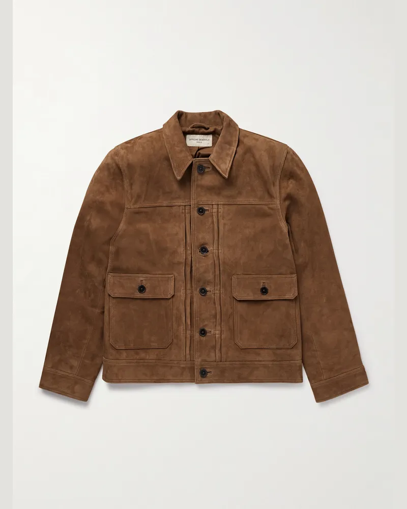 Officine Generale Lazlo Jacke aus Veloursleder Braun