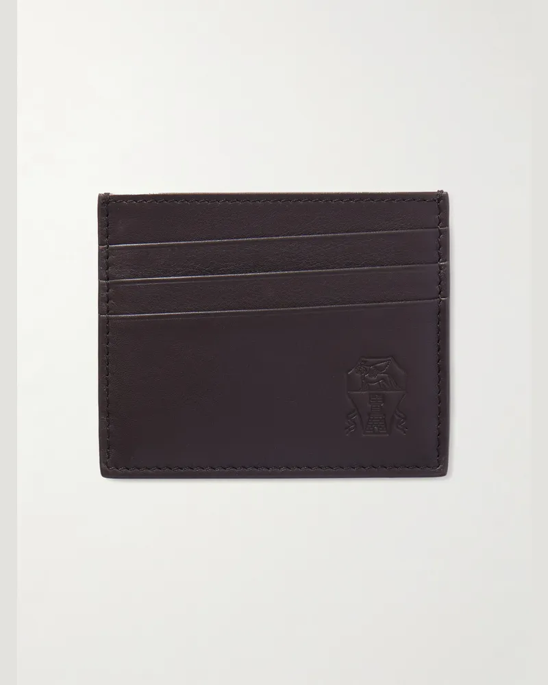 Brunello Cucinelli Kartenetui aus Leder mit Logoprägung Braun