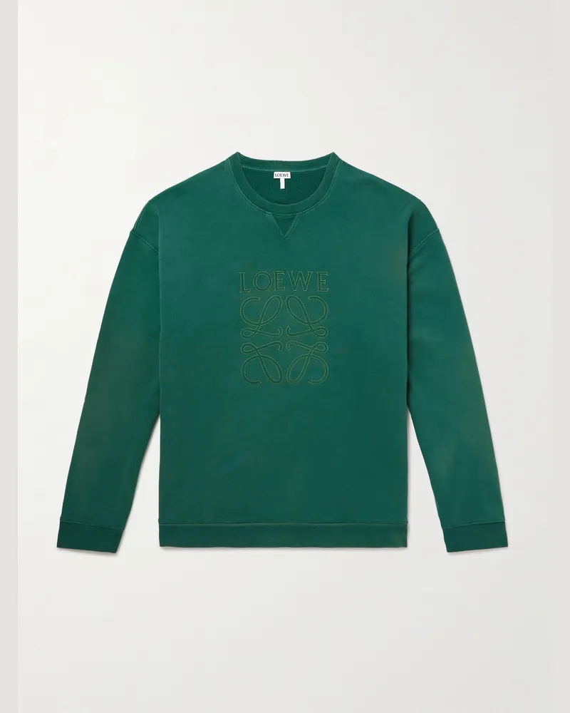 Loewe Sweatshirt aus Baumwoll-Jersey mit Logostickerei Grün