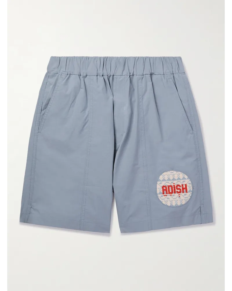 ADISH Sur gerade geschnittene Shorts aus Ripstop mit Logoapplikation Blau