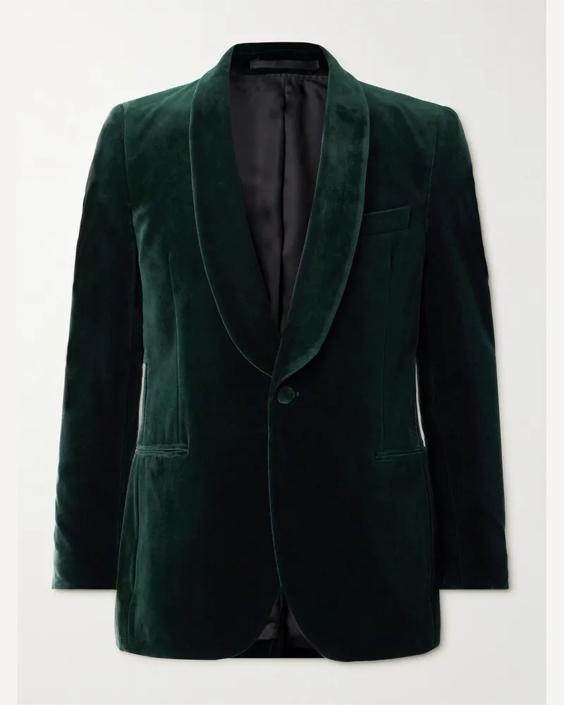 MR P. Cotton-Blend Velvet Tuxedo Jacket Green