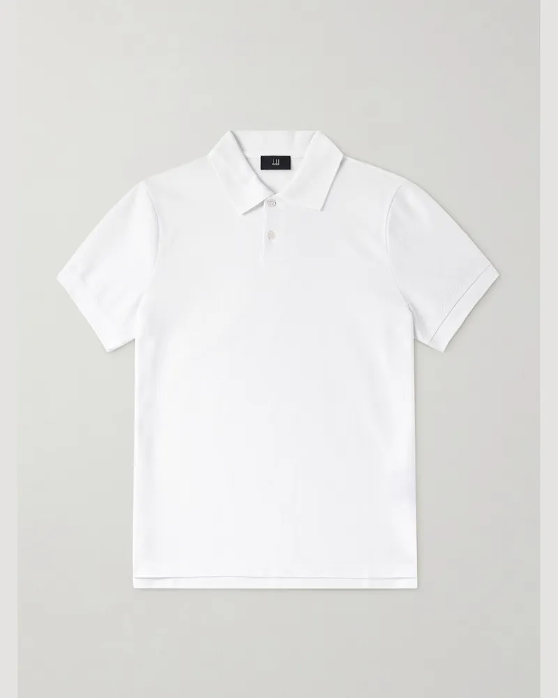 Dunhill Polohemd aus Baumwoll-Piqué mit Logostickerei Weiß