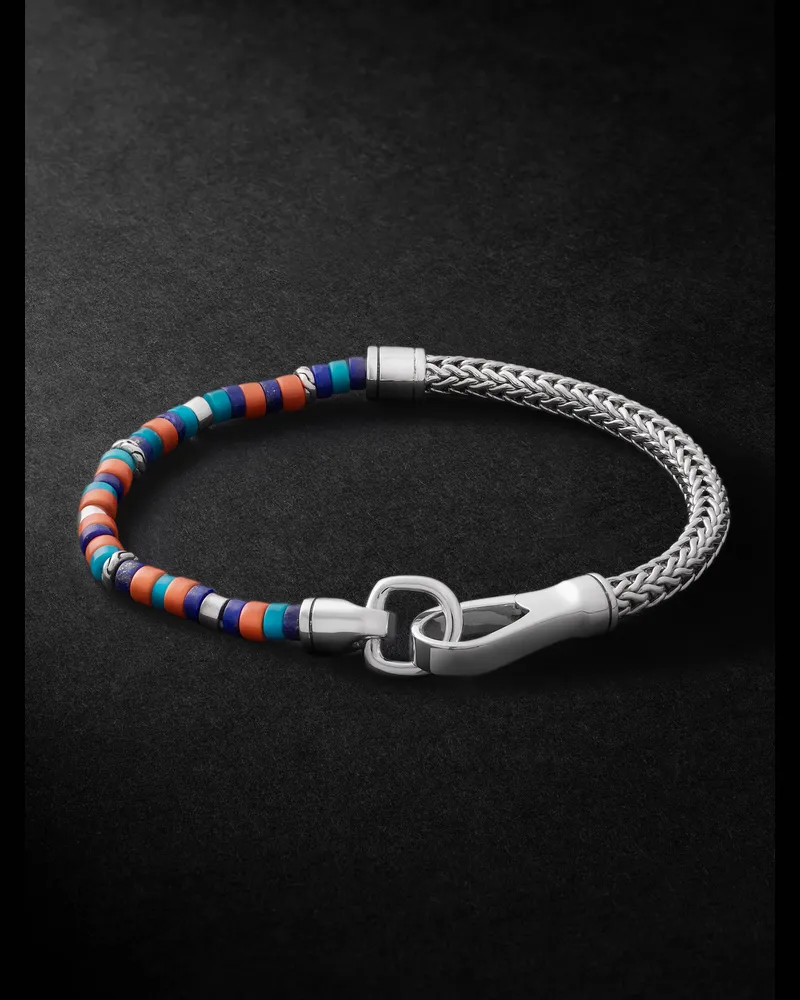 John Hardy Heishi Silver, Lapis Lazuli, Turquoise and Enamel Bracelet Orange