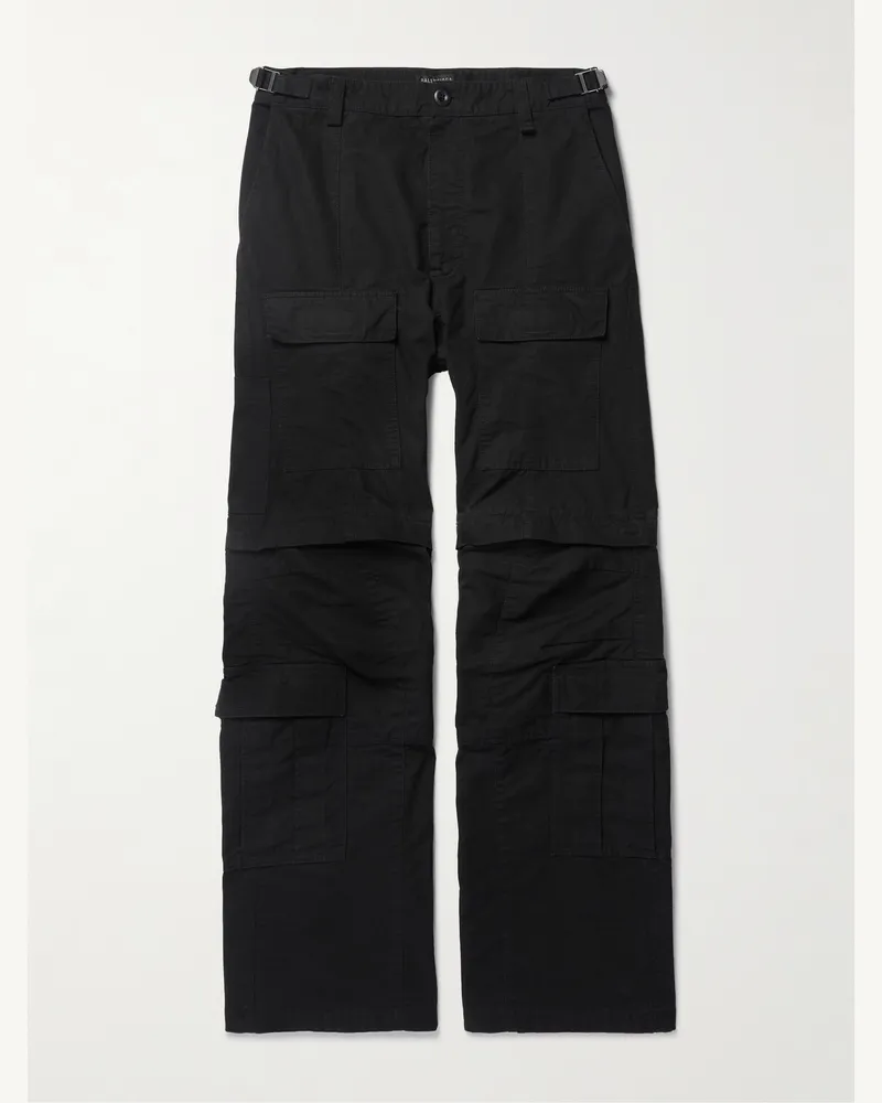 Balenciaga Wide-Leg Cotton Cargo Trousers Black