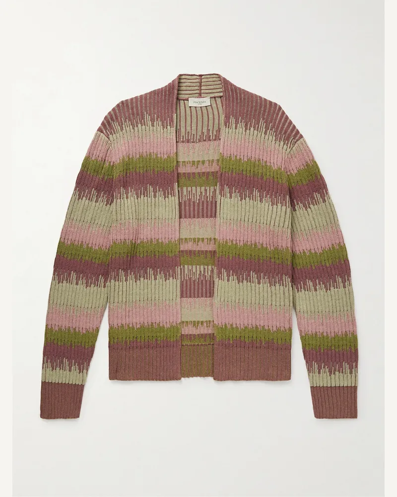 PIACENZA 1733 Cardigan aus einer Seiden-Leinenmischung mit Streifen Braun