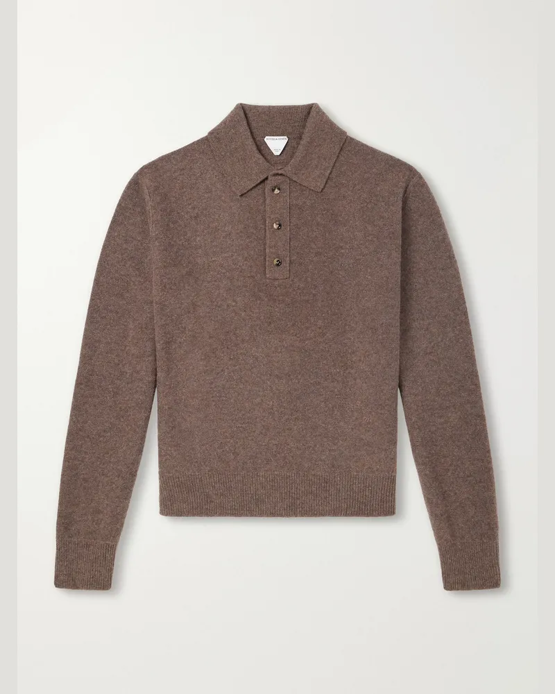 Bottega Veneta Brushed Wool and Cashmere-Blend Polo Sweater Brown